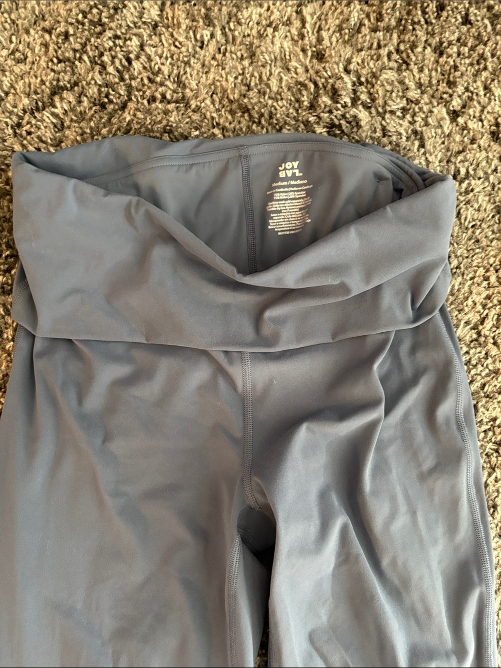 JoyLab Fold-Over Waist Flared Leggings in Dusty Blue - Picture 3 of 5